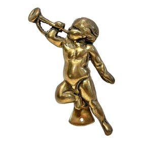 1920s English Brass Cherub Door Knocker