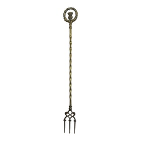 Vintage English Brass Toasting Fork With Thistle Detail