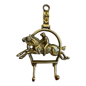Vintage English Brass Jockey and Horse Racing Wall Hooks