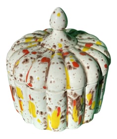 1970s Mid-Century Modern Ceramic Splatter Pottery With Lid