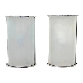 Mid 20th Century Austrian Bauhaus Silverplated Brass Frosted Glass Sconce - a Pair