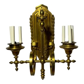 Magnificent E. F. Caldwell & Co Gilt Bronze Two Arm 6-Light Wall Sconce