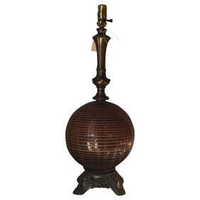 Vintage Lamp With Amber Glass Details
