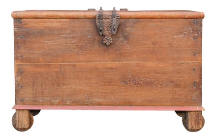 Antique Indian Teak Wedding Trunk