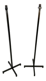 Mid 20th Century French Modern Bronze 'X' Base Floor Lamps, C. 1960 - a Pair