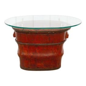 Antique Chinese Basin Glass Top Table