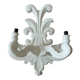 Vintage White Plaster "Flor de Lis" Wall Sconce after Dorothy Draper Style