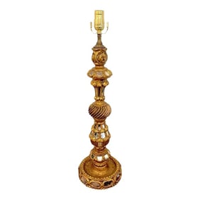 1960s Spanish Colonial Giltwood & Mirror Candlestick, Now as a Lamp