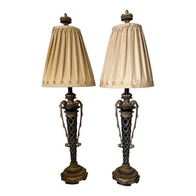 Vintage French Hollywood Regency Style Lamps - a Pair