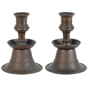 Ottoman Empire Cast Bronze Candleholders - a Pair