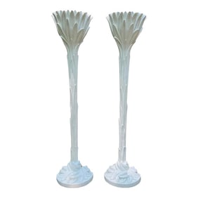 Serge Roche (French, 1898-1988) Pair Vintage Palm Tree Torchiere Lamps