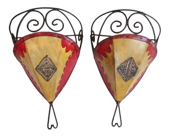 Pair of Parchment Moroccan African Ethnic Wall Art
