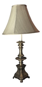 1970s Brass Footed Table Lamp With Shade