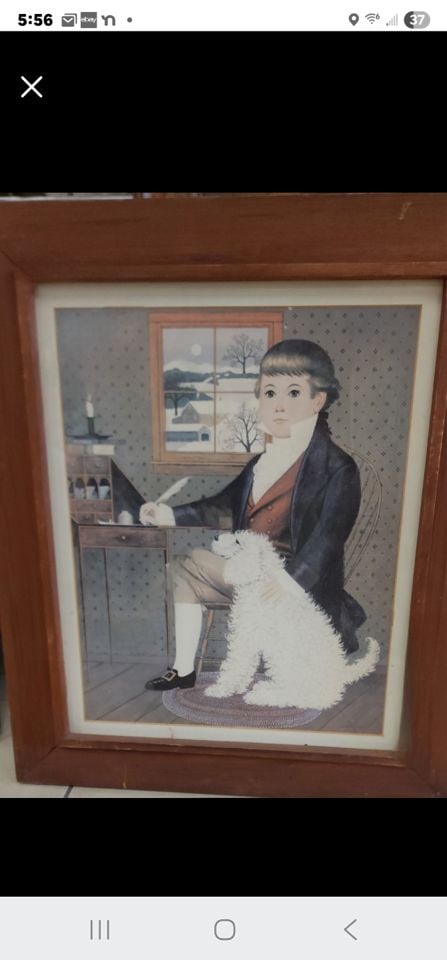 Charles Wysocki (1928-2002) Iconic Vintage Original Folk Portrait Print of Boy with Dog. (1 of 1)
