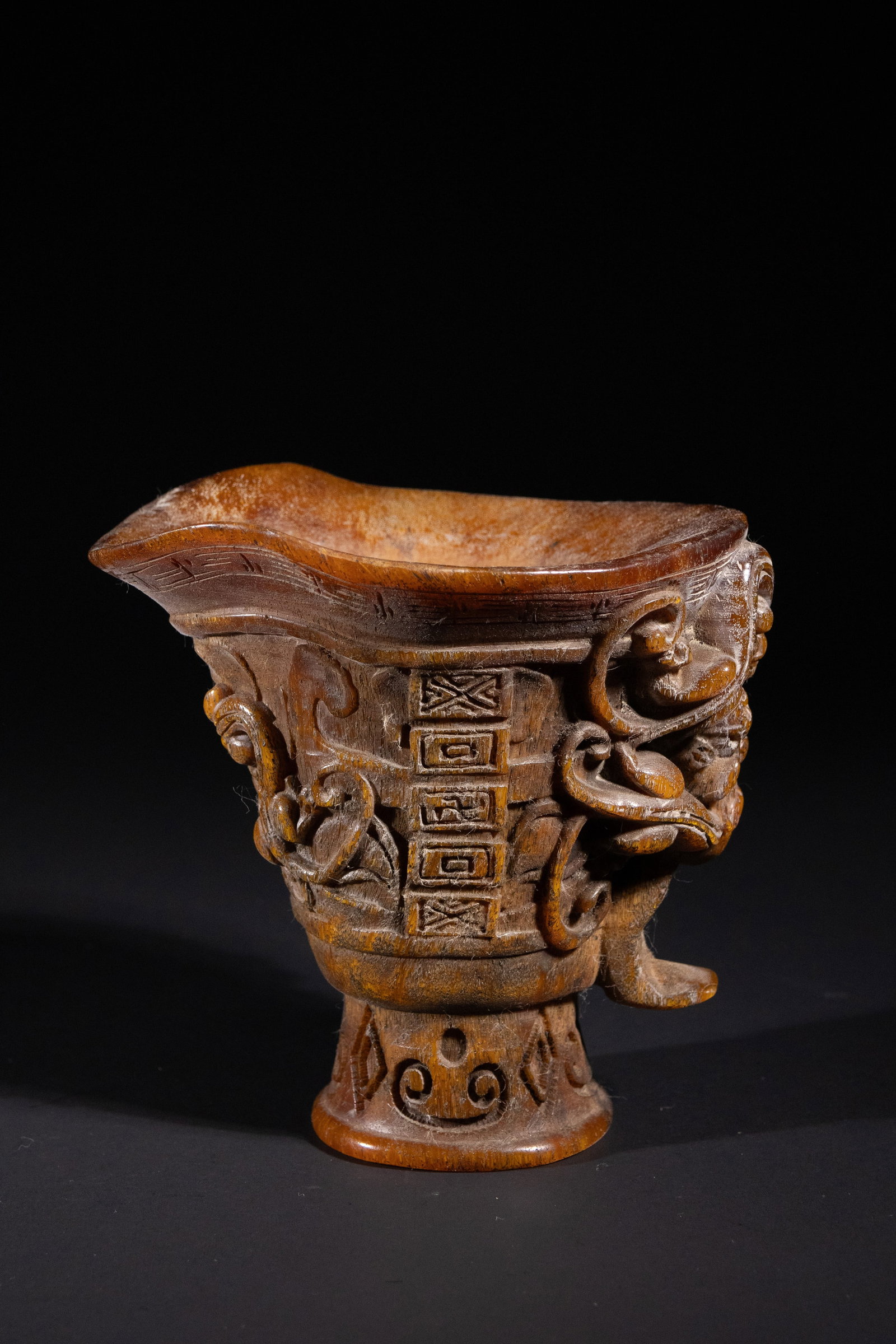 A Chinese Carved Libation Cup, Qianlong Mark (1 of 8)