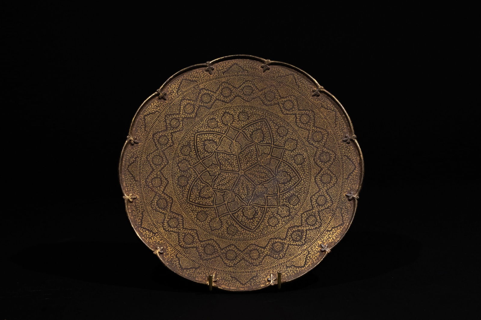 An Inlaid Spanish Toledo Brass Plate with Gold Damascene Work (1 of 3)