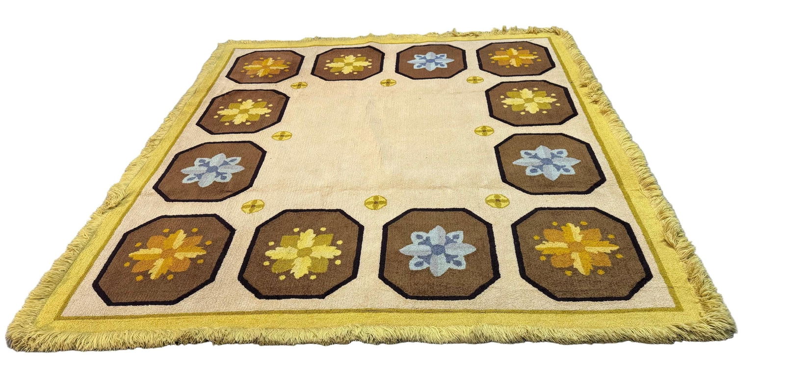 Mid Century Modern Edward Fields Area Rug: Vintage from before 2000 *. Mid Century Modern Edward Fields Area Rug Featuring a harmonious blend of geometric patterns and rich colors that enhance any interior space. Its versatile size and strikin