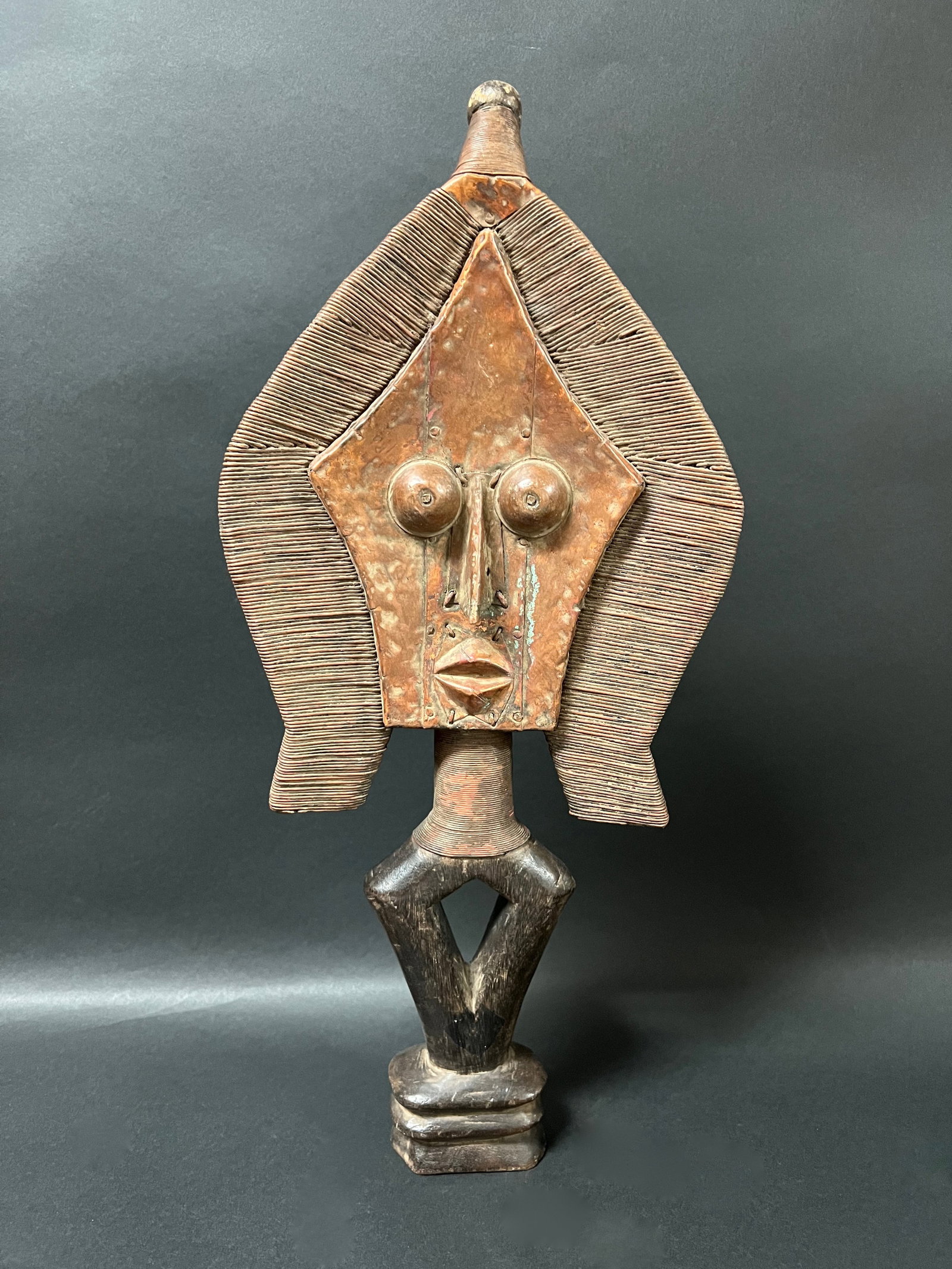 Bakota Reliquary Guardian Statue: Title: Bakota Reliquary Guardian StatueDate/Period: Late 20th CenturyMaterials: WoodSize: 18.5" h x 9" wDescription: African Tribal Art Bakota Reliquary Guardian Statue Reserve: $200.00 Shipping: