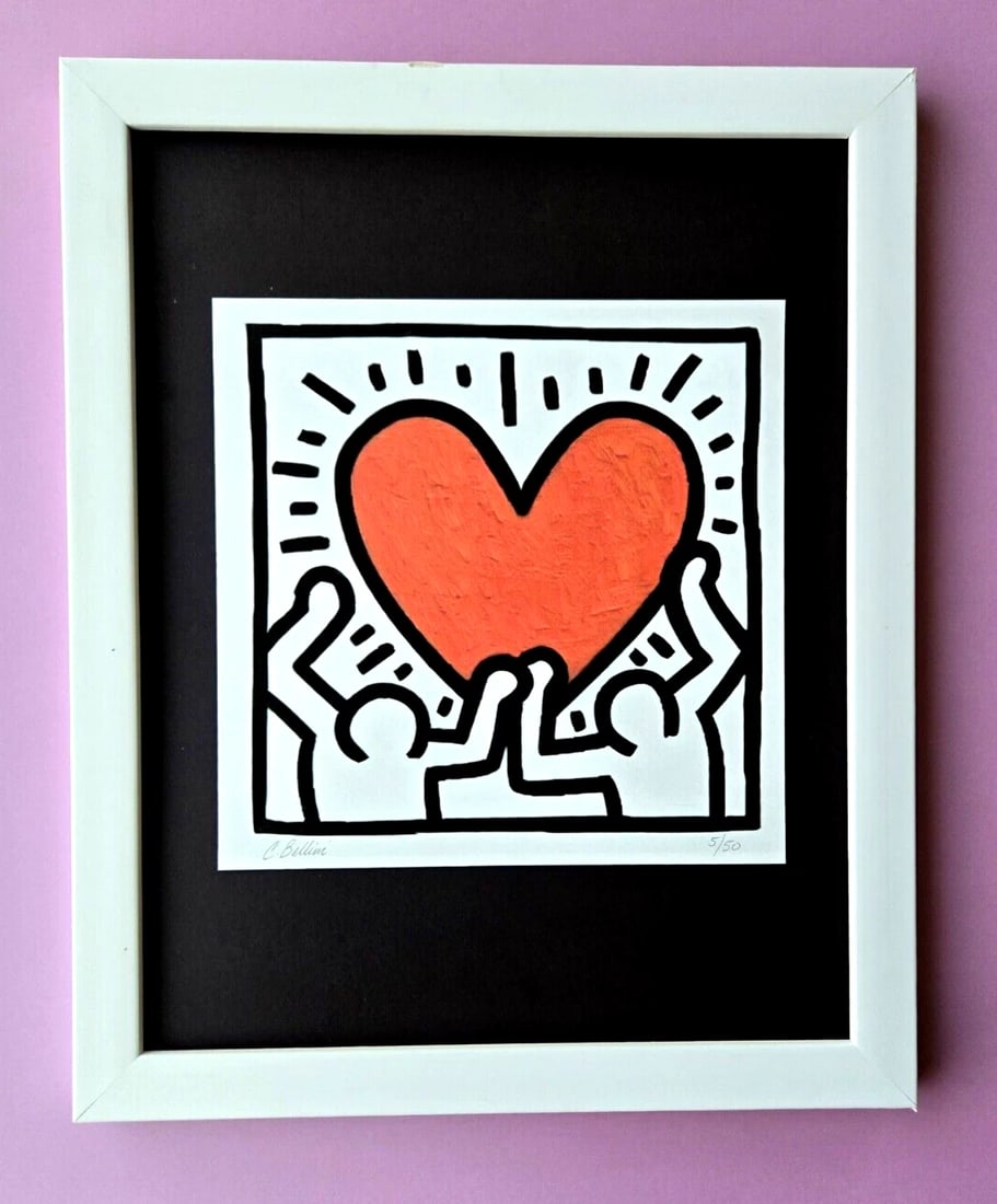 Chiara Bellini + " I LOVE KEITH HARING " Original Hand Signed Print Ltd Ed | COA: I LOVE KEITH HARING by Chiara Bellini Artist: Chiara Bellini Edition: Limited edition of 50 Size: 15x12in Framed Medium: Giclée print on high-quality archival paper Year: 2025 Condition: New, Mou