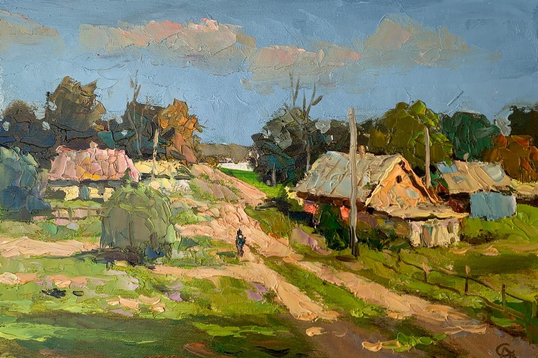 Oil painting small village Sergey Ivanovich Animov (1 of 11)