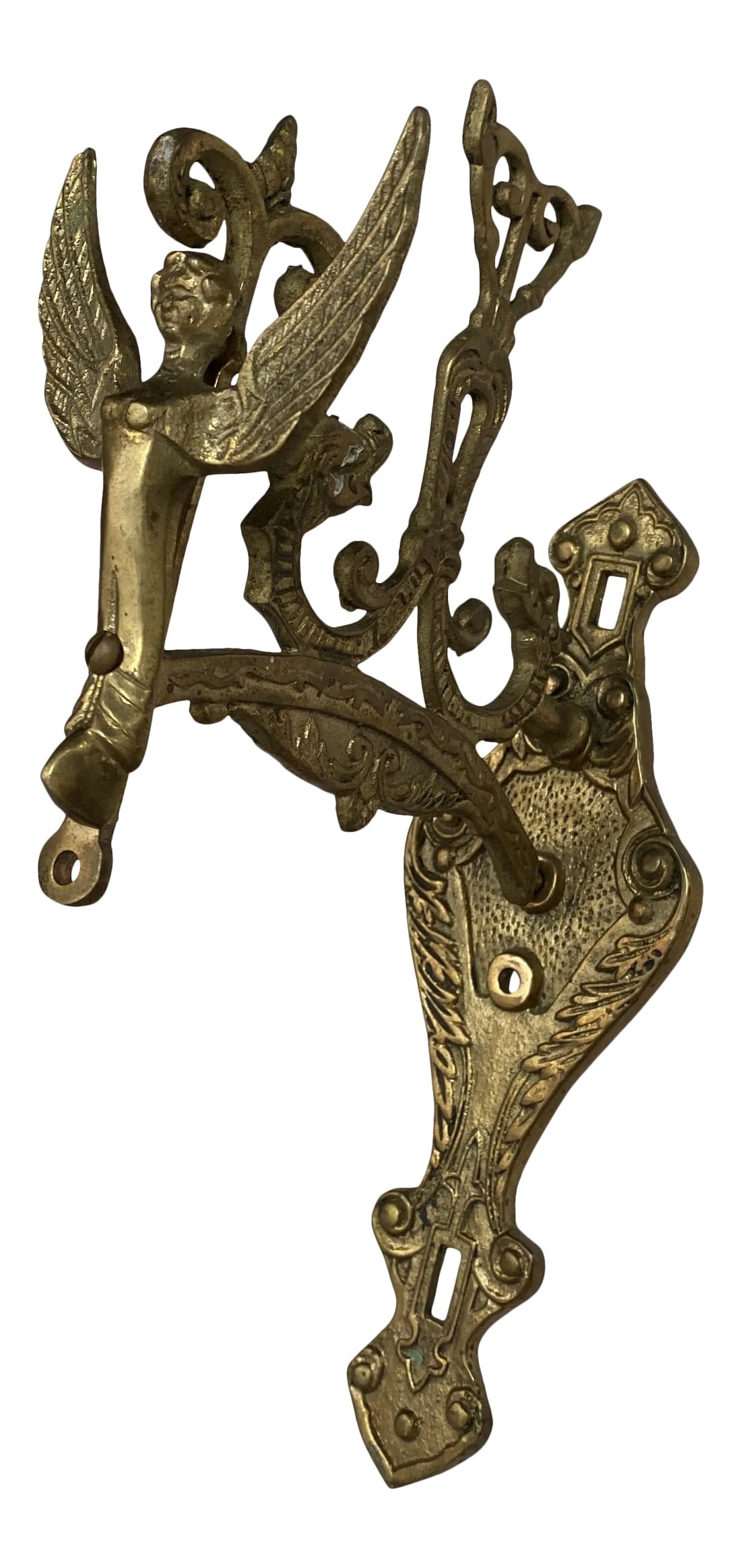 1970s Brass Angel Sconce: What an exquisite and beautifully detailed angel wall sconce. This would be such an amazing addition to any home. Perfect for Interior design enthusiast! Condition: Alterations: Original Condition Una