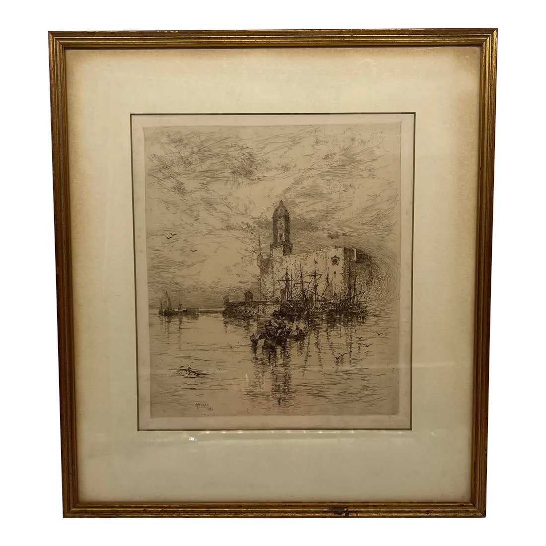 Thomas Moran "Castle of San Juan De Vlua, Vera Cruz" Etching C. 1884: Thomas Moran (American, 1837-1926). Thomas Moran "Castle of San Juan de Vlua, Vera Cruz" Etching C. 1884 Condition: Alterations: Original Condition Unaltered Imperfections: Some Imperfections Conditio