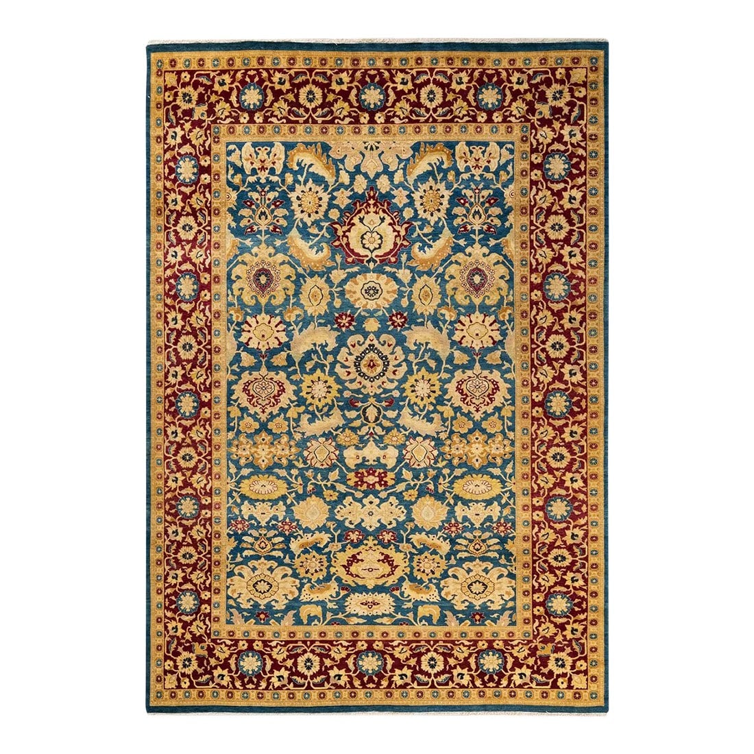 Vintage Moroccan Hand Knotted Wool Area Rug, Blue - 6'1" X 8'10" (1 of 9)
