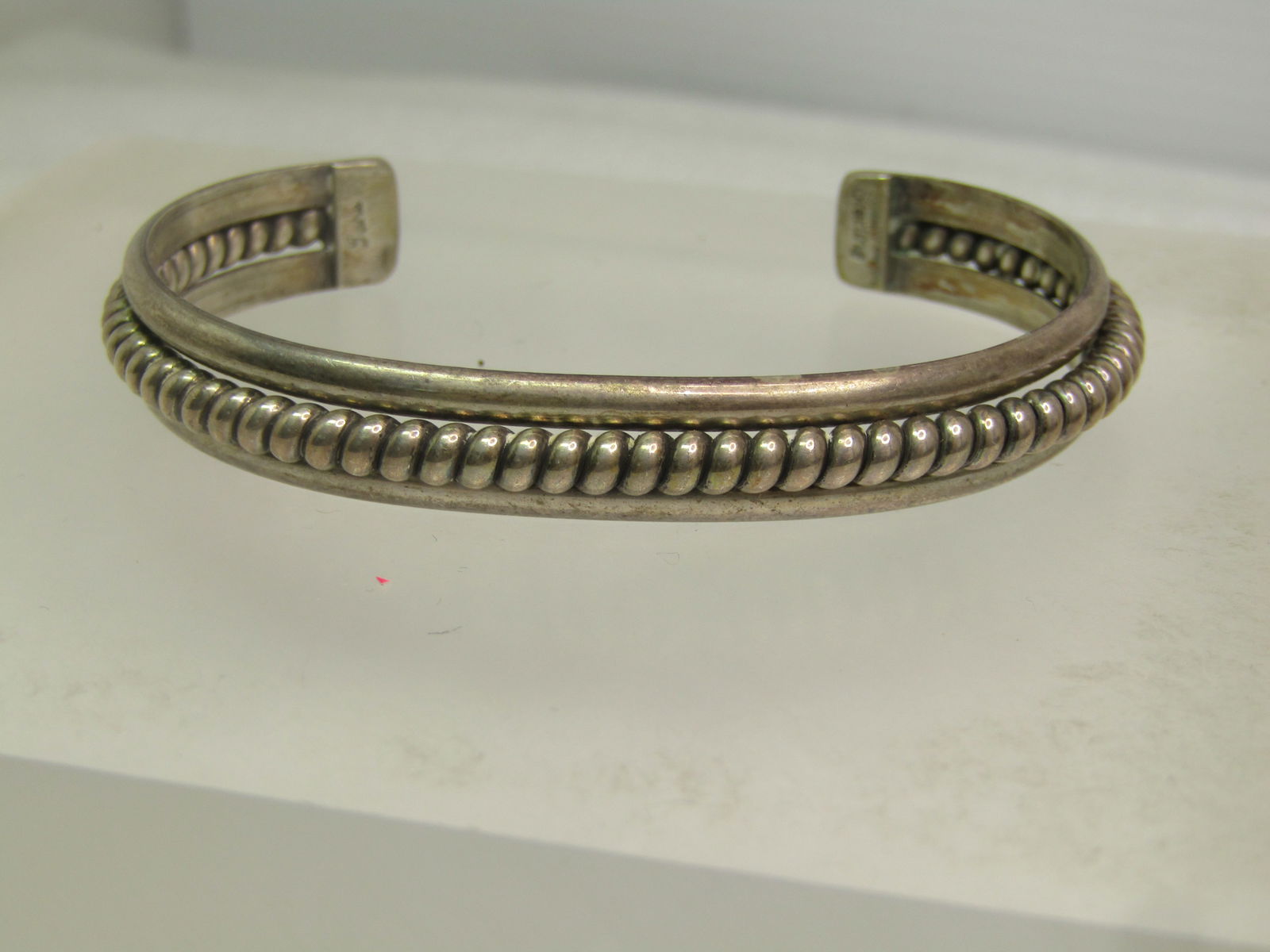 Vintage Sterling Cuff Bracelet, 6.5", Signed Jahe, 1980's (1 of 5)