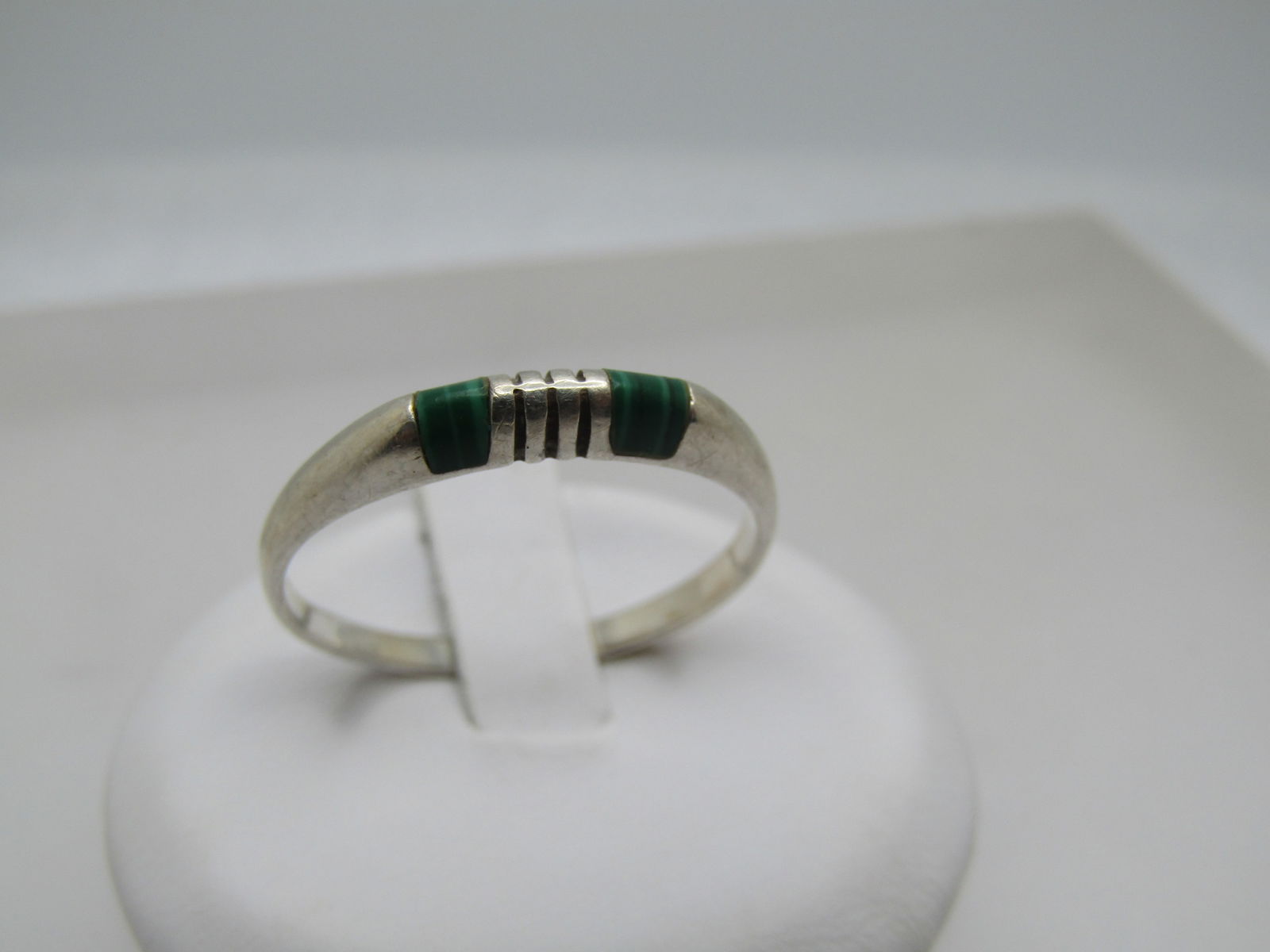 Vintage Sterling Malachite Ring, Sz. 11, Unisex Band, Southwestern, 1980's (1 of 6)