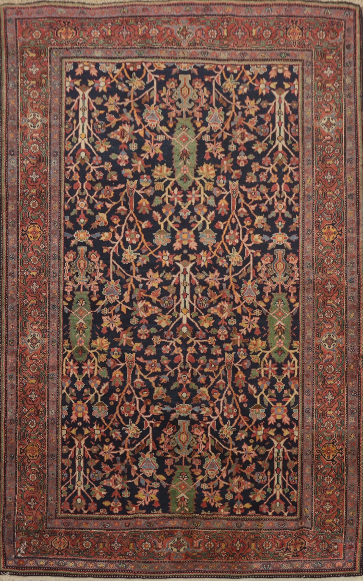 Antique Vegetable Dye Sarouk Farahan Persian Rug 4x7: Title: Antique Vegetable Dye Sarouk Farahan Persian Rug 4x7 Description:A Beautiful Genuine Iran ( Persia ) Sarouk (Farahan) rug is Hand Knotted by skillful weavers in Iran ( Persia ) wit