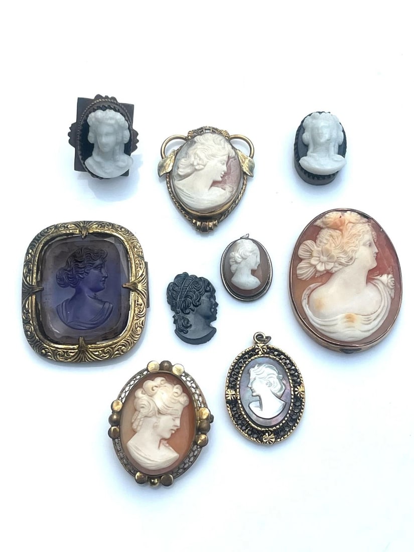Vintage Mixed Material Cameo Lot for repurposing (1 of 13)