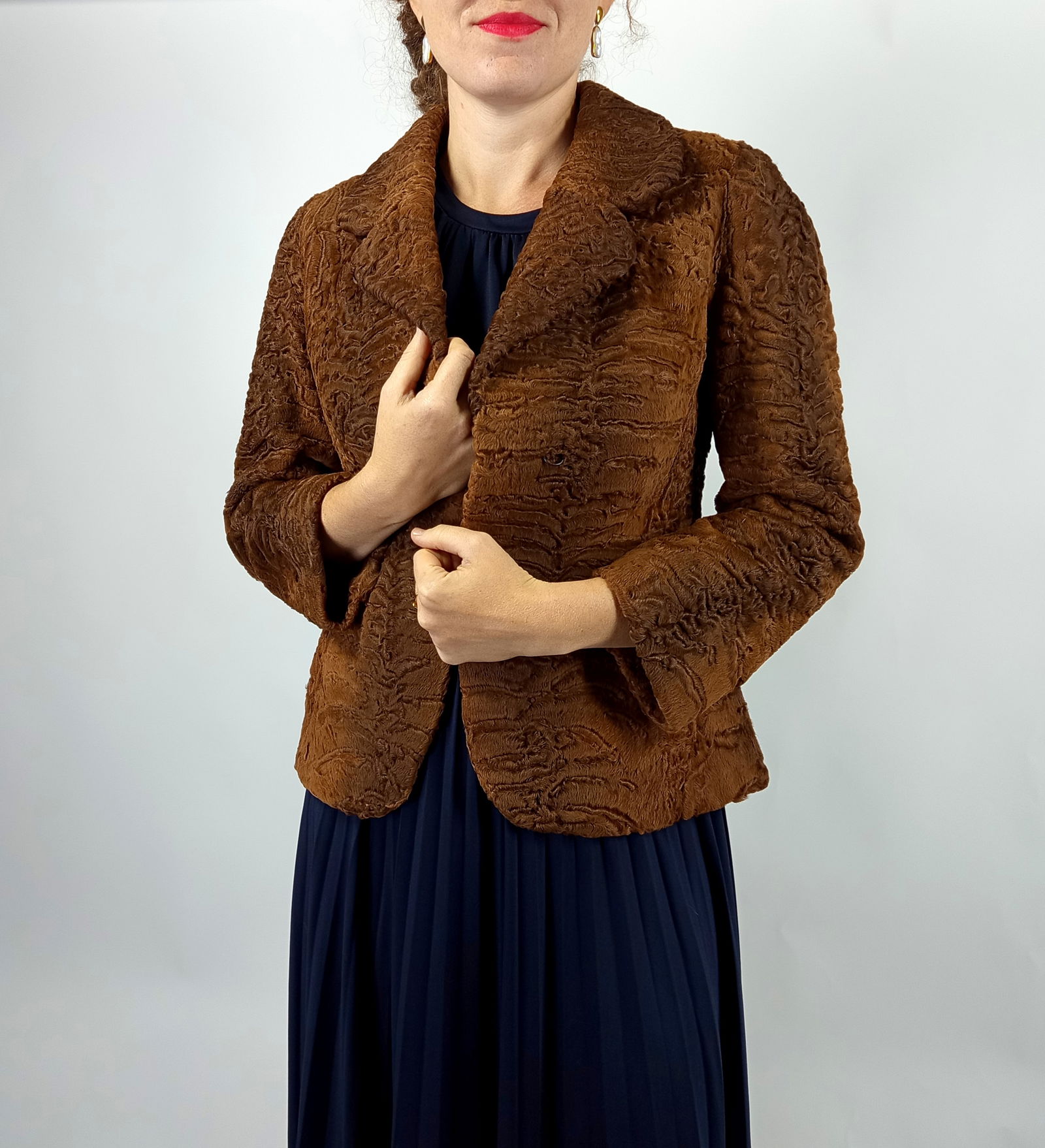 BROWN PERSIAN LAMB FUR JACKET EU: S ; US: 8 (1 of 8)