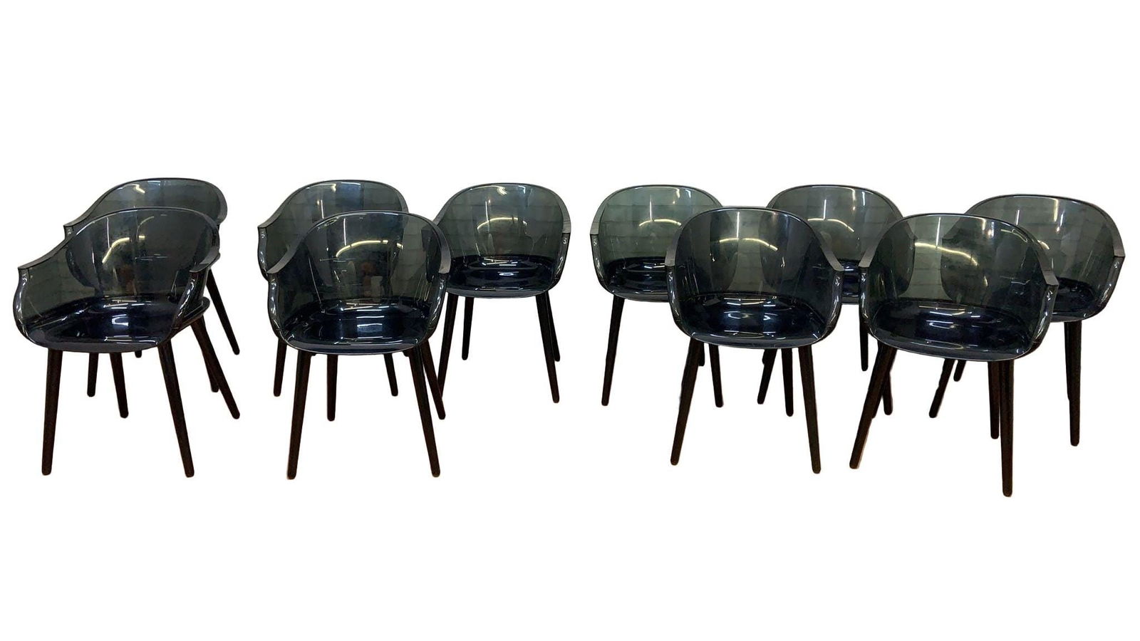 Modern Smoked Cyborg Armchair by Marcel Wanders for Magis Italy - Set of 10: Vintage from before 2000 Depth: 22 inches Height: 31.5 inches Seat depth: 17 inches Seat height: 18 inches Width: 23 inches Modern Smoked Cyborg Armchair by Marcel Wanders for Magis Italy - Set of 10