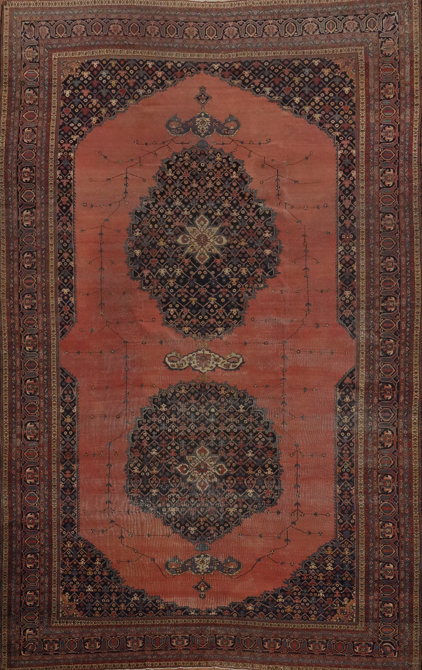 Pre-1900 Vegetable Dye Sarouk Farahan Persian Large Rug 10x16: Title: Pre-1900 Vegetable Dye Sarouk Farahan Persian Large Rug 10x16 Description:A Beautiful Genuine Iran ( Persia ) Sarouk (Farahan) rug is Hand Knotted by skillful weavers in Iran ( Per