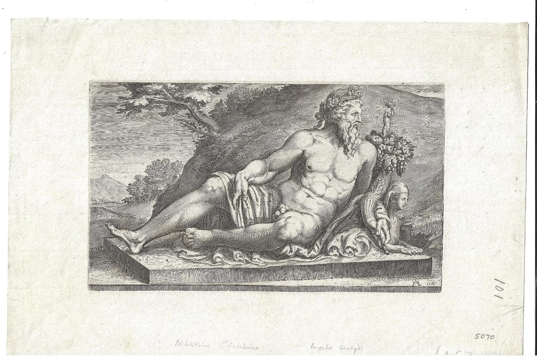 Beautiful Large 18th C Engraving of Cherubino Alberti: A fine engraving after Cherubino Alberti (1553-1615), circa 1700. On watermarked laid paper, measures 16 x 11". Reserve: $100.00 Shipping: Domestic: Flat-rate of $12.00 to anywhere within the contiguo