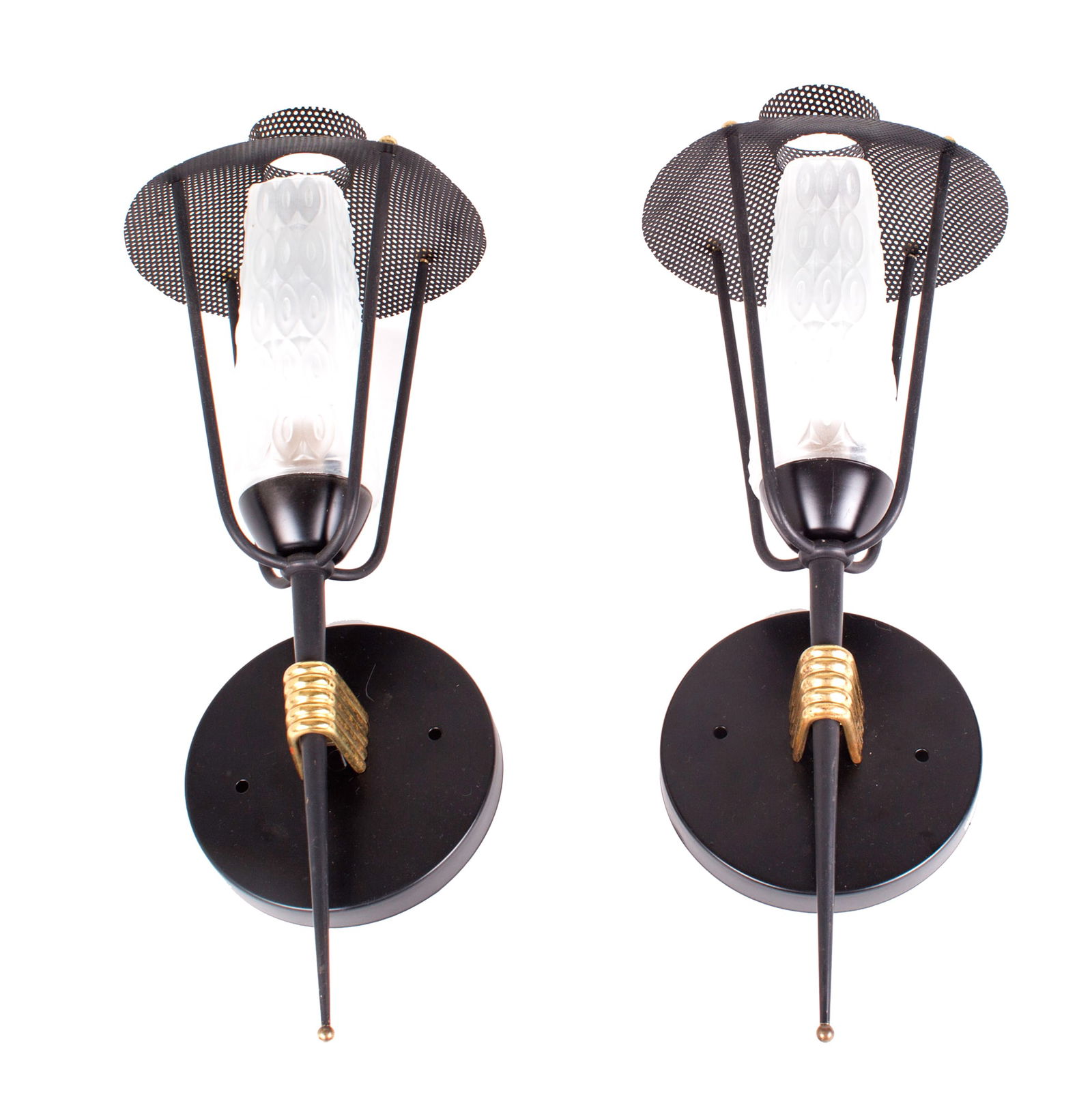Pair of Sconces maison Lunel French mid century Guariche stripped globe (1 of 6)