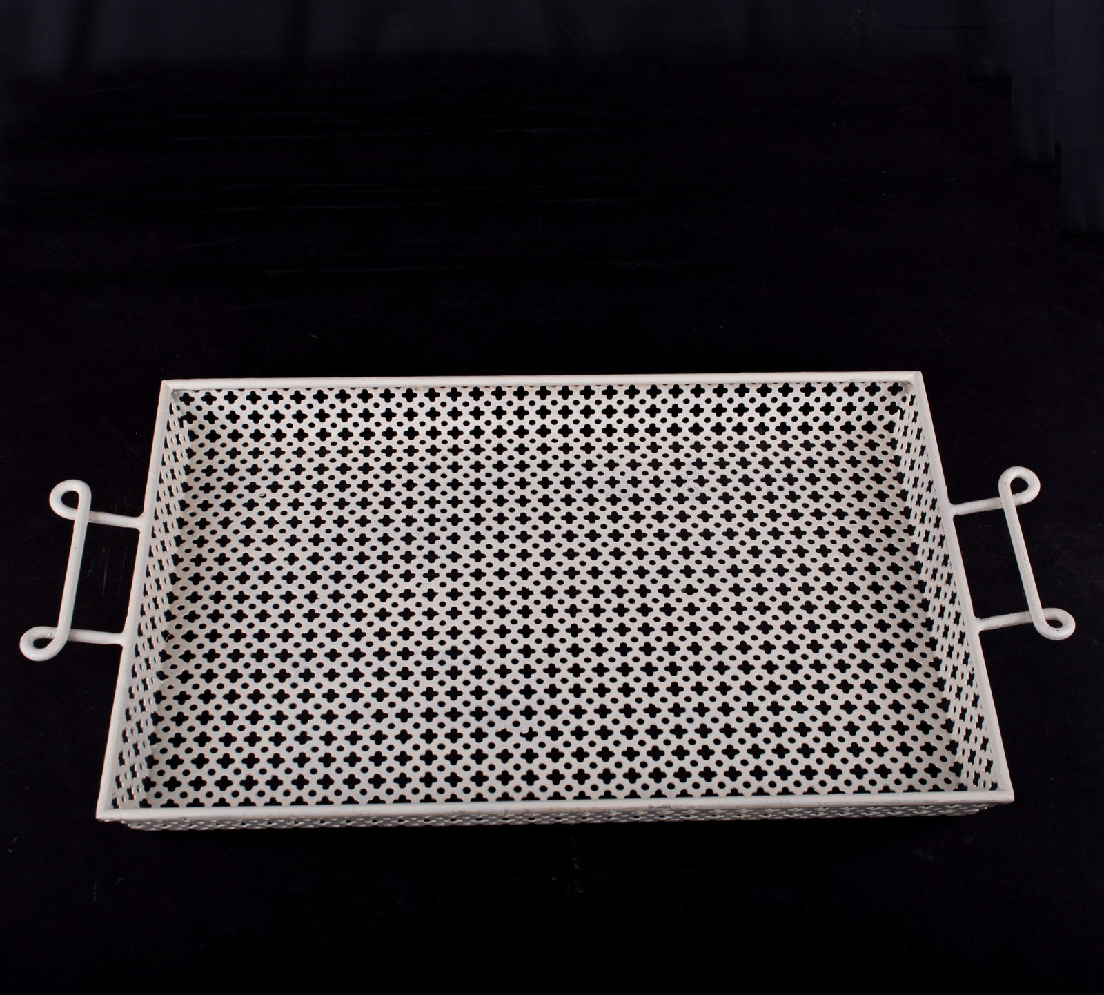 Mategot mid century rectangular Tray rigitulle wit curved handle (1 of 4)