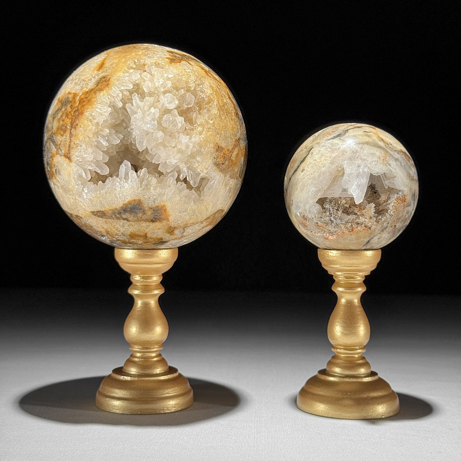 Wonderful set of 2 crystal spheres with stands (1 of 10)