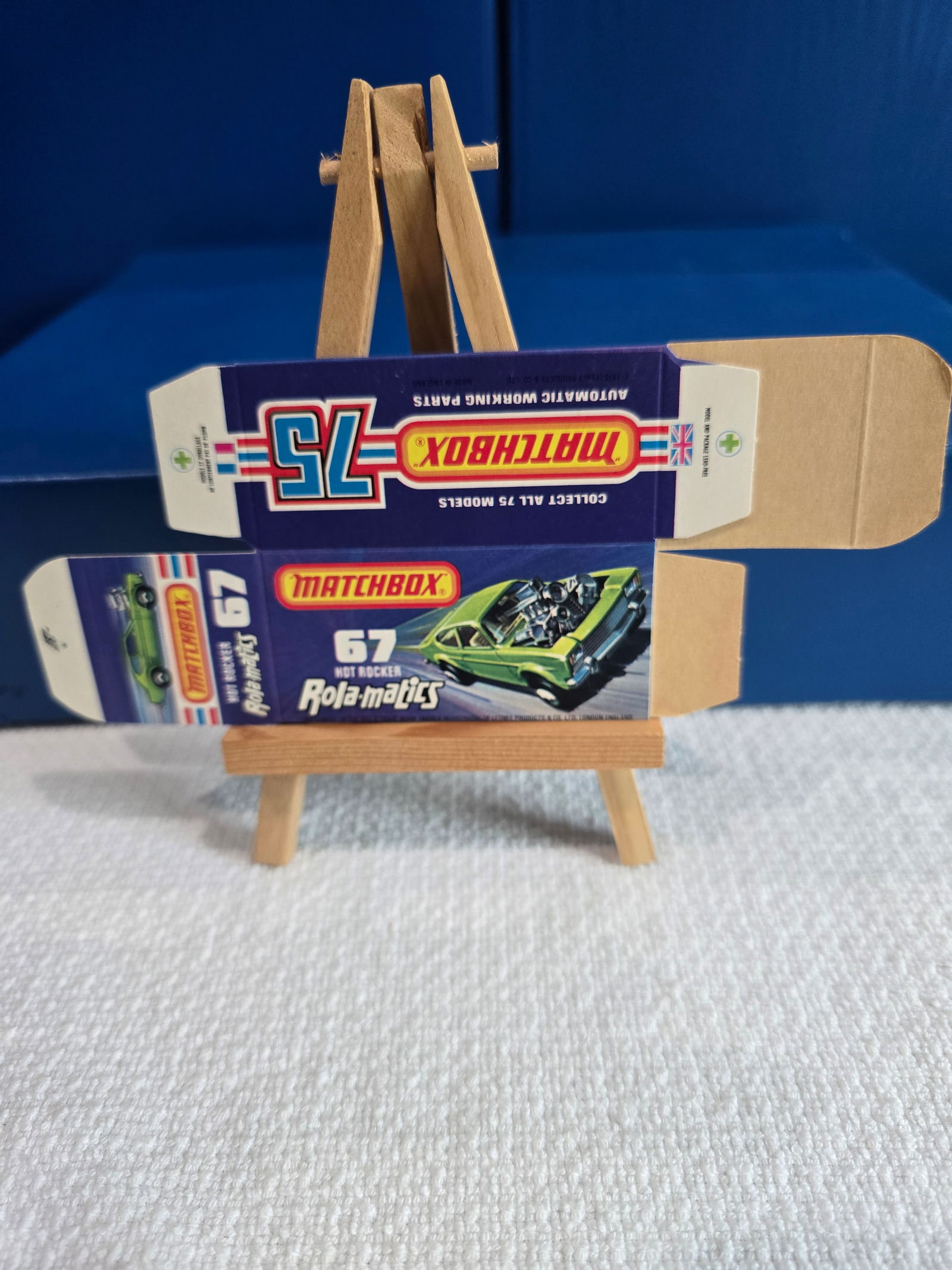 #67 Hot Rocker Rola-matics - empty box: Title: Matchbox Rola-matics Empty Box Description: #67 Hot Rocker Rola-matics - empty boxDate/Period: 1970'sMaterials: Card stockDimensions: 1/64 Reserve: $10.00 Shipping: Domestic: Flat-rate
