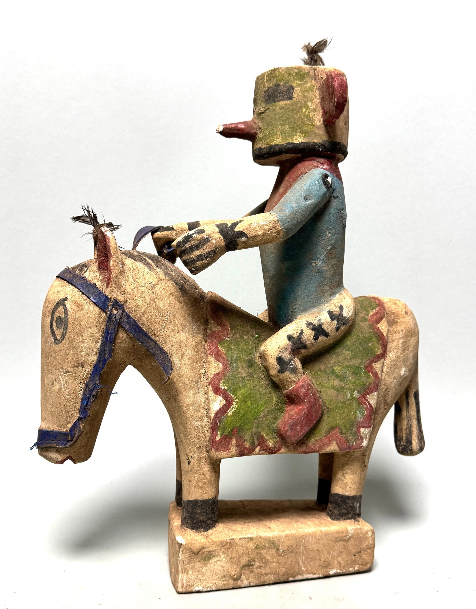 Horse and Rider Figure Zuni - New Mexico USA: This exceptional Zuni horse and rider figure comes from an old private collection in the Netherlands, held since 1980. Traditionally crafted by the Zuni people of New Mexico, such figures reflect aspe