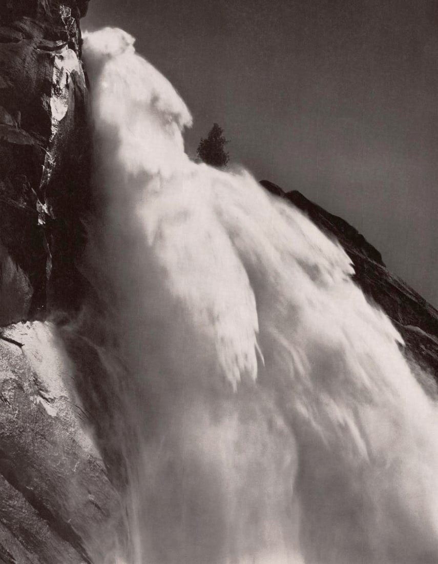 ANSEL ADAMS - Nevada Fall Profile, Yosemite c. 1957: Artist: ANSEL ADAMS Print Title: Nevada Fall Profile, Yosemite c. 1957 Medium: Rare, Photoengraving on glossy paper Printing Date: 1949 Printed: USA Image Size: 9 x 7 inches Ansel Adams (February 20, 
