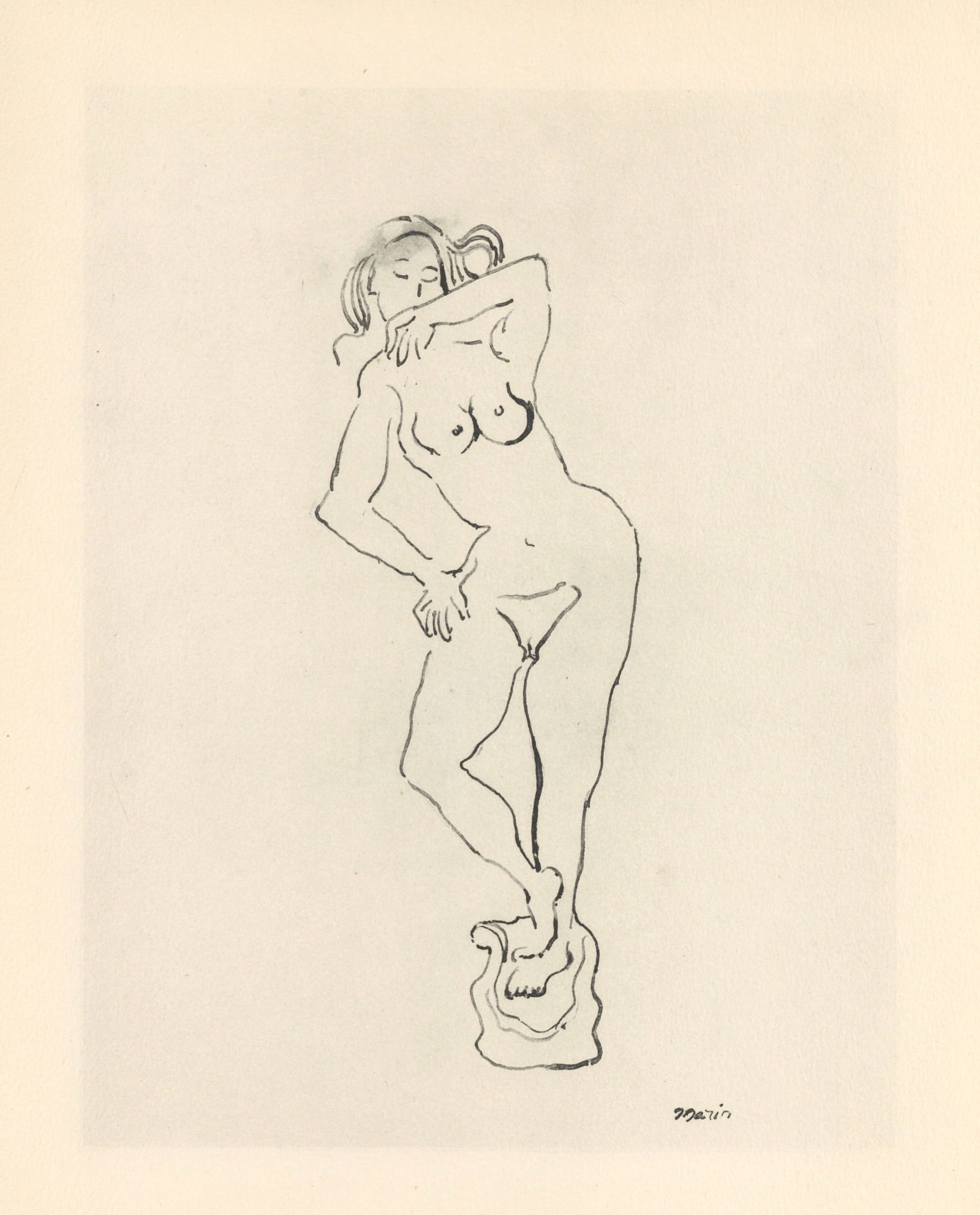 John Marin "Figurine": Medium: collotype (after the drawing). Printed in 1950 in a limited edition of 125 on Johannot wove paper. Sheet size: 12 1/2 x 10 inches (323 x 250 mm). Signed in the plate, not by hand. Reserve: $40