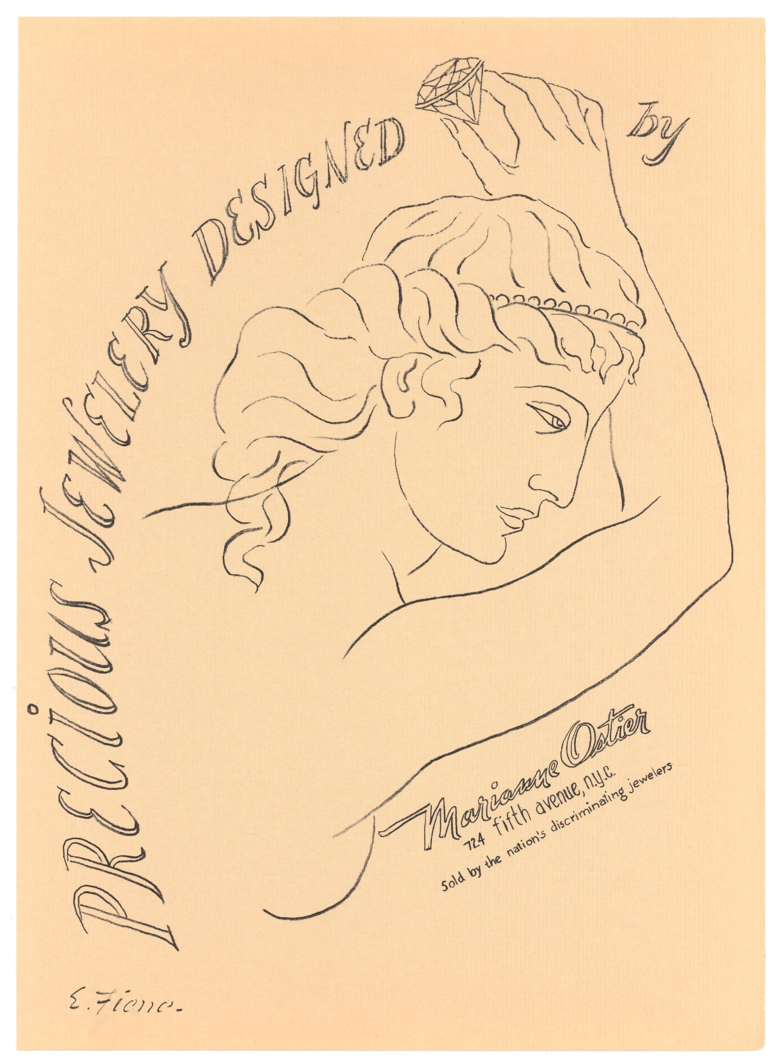 Ernest Fiene original lithograph: Medium: original lithograph. This lithograph was printed in 1953 for the "Improvisations" portfolio, published by the Artists Equity Association of New York on the occasion of the 1953 Spring Fantasia