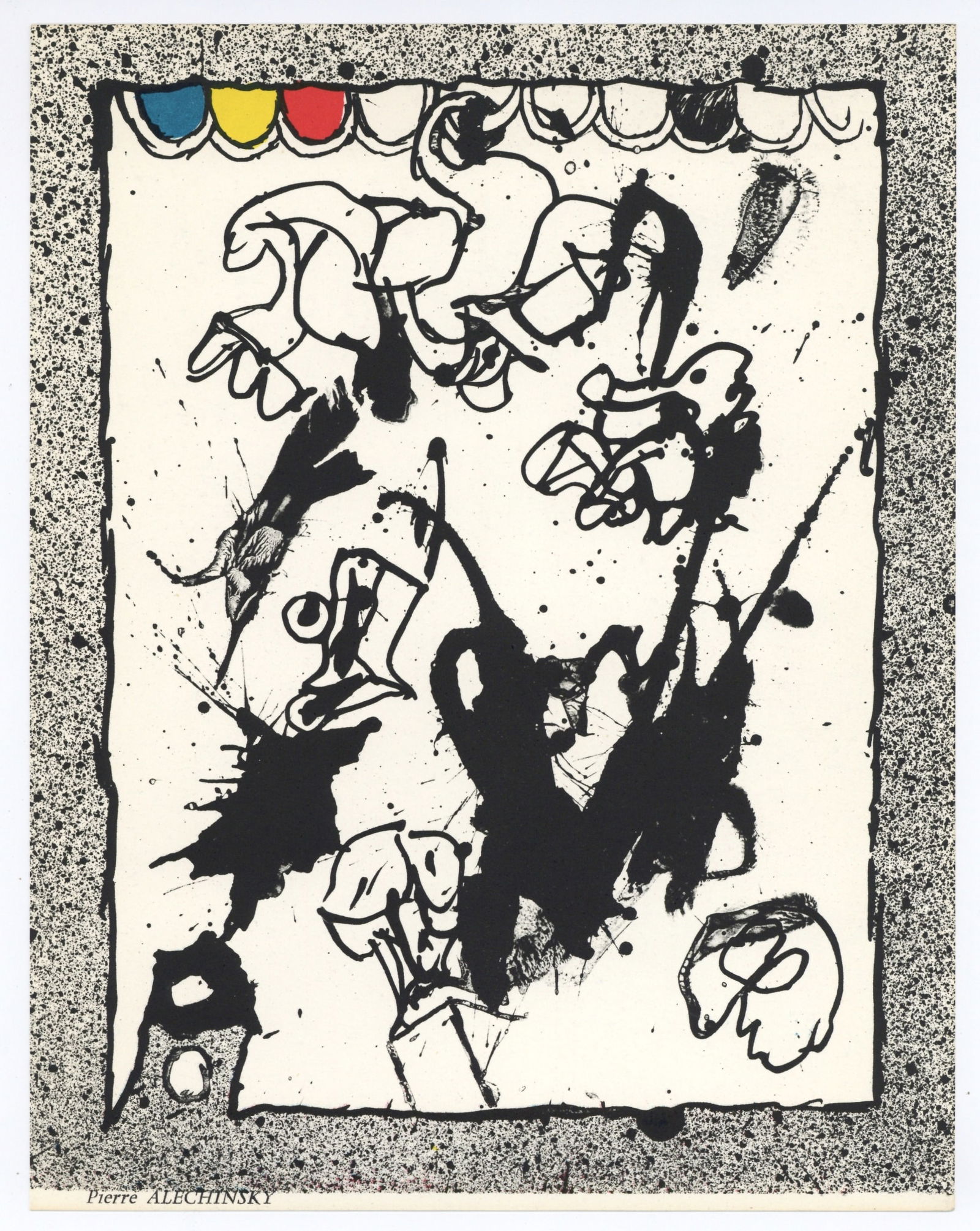 Pierre Alechinsky original lithograph, 1967: Medium: original lithograph. Printed in Paris in 1967 by Clot, Bramsen et Georges and issued in an edition of 2500 for "Les Temps Situationistes" (The Situationist Times) -- now scarce. Size: 10 3/4 x