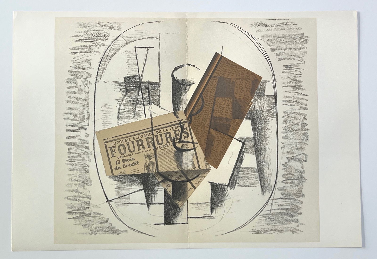 Georges Braque lithograph "Papiers Colles II": Medium: lithograph (after the papier collé). Printed in 1963 for the art revue Derrière le Miroir (issue number 138) and published in Paris by Maeght. Sheet size: 15 x 21 3/4 inches (378 x 5