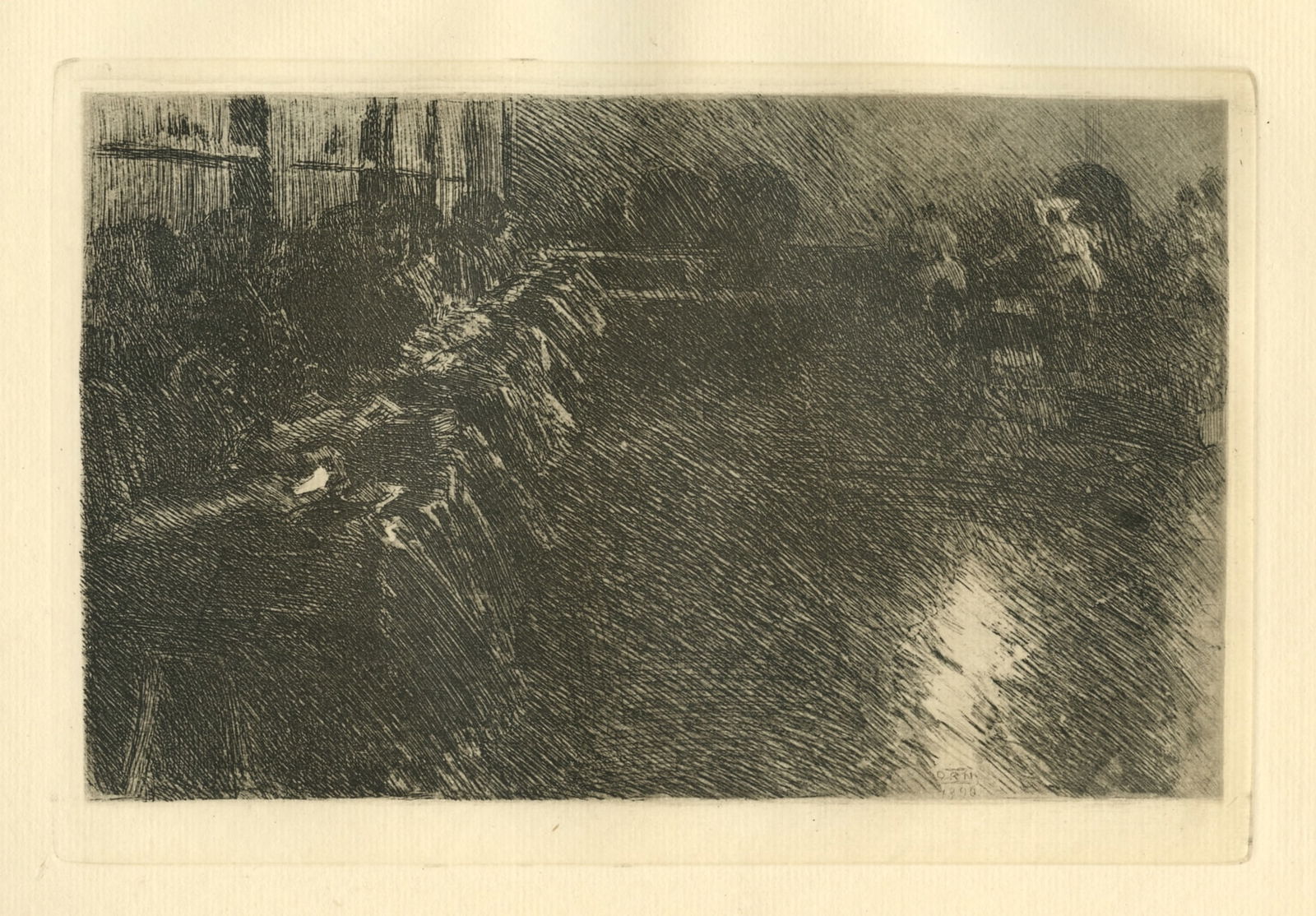 Anders Zorn "The Large Brewery": Medium: heliogravure (after the etching). Printed in Stockholm in 1920 on laid paper in an edition of 650 for the Asplund catalogue and now scarce. There is a platemark around the image as with an act