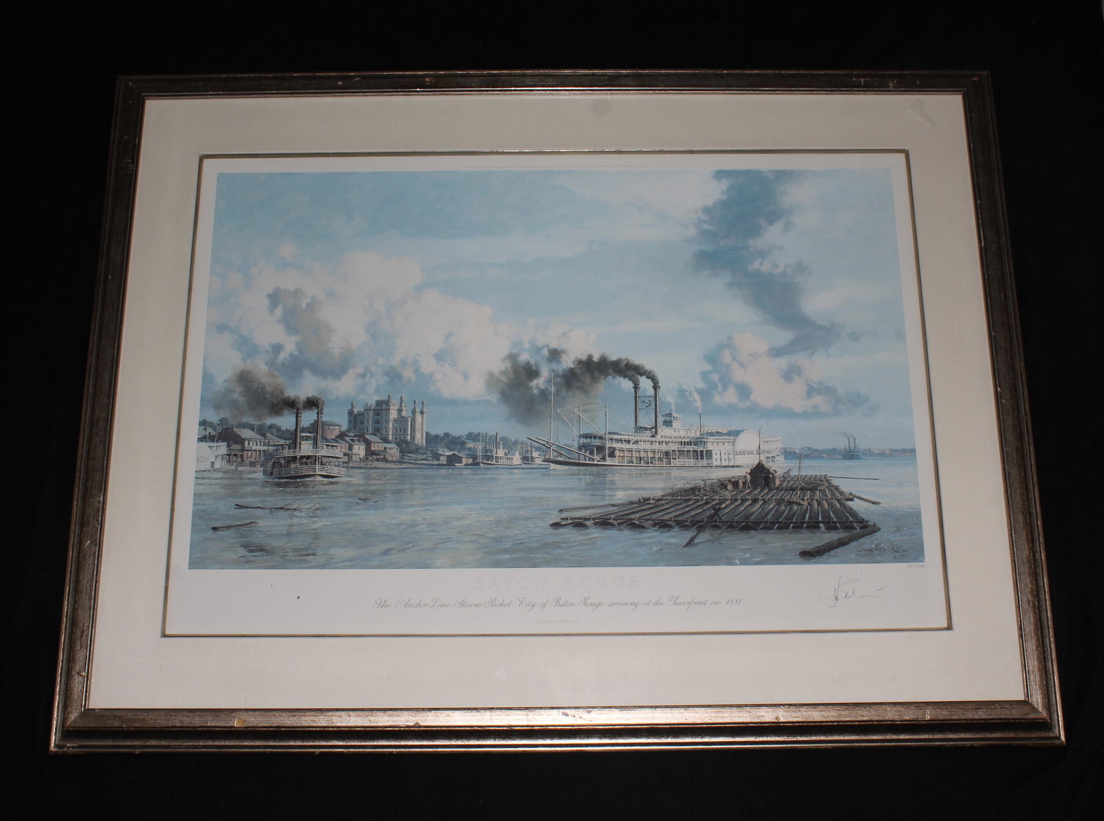 John Stobart: Baton Rouge: Artist: John Stobart Title: Baton Rouge Date/{Period: 1984 Dimensions:31" x 40" Description: Limited Edition Lithograph #251 of 750 Pencil Signed, City of Baton Rouge Riverfront 1881 Reserve: $550.00