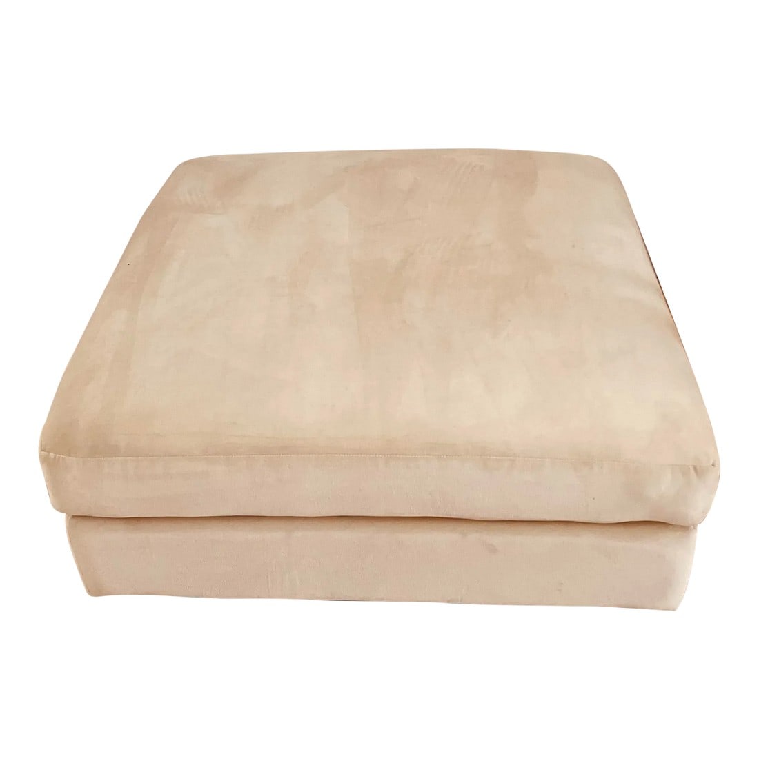 1970s Vintage Milo Baughman for Thayer Coggin Square Velvet Storage Ottoman: 1970s Milo Baughman for Thayer Coggin square rolling ottoman. Ottoman opens for storage of blankets, toys or other hidden items. Item has been reupholstered in an ivory velvet fabric. Condition: Alter