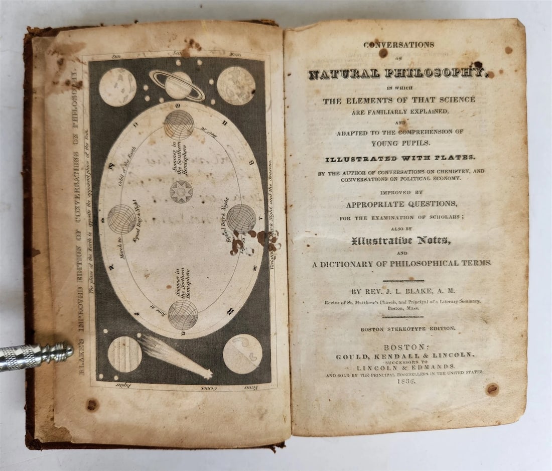 1836 CONVERSATIONS on NATURAL PHILOSOPHY by BLAKE ILLUSTRATED antique AMERICANA (1 of 20)