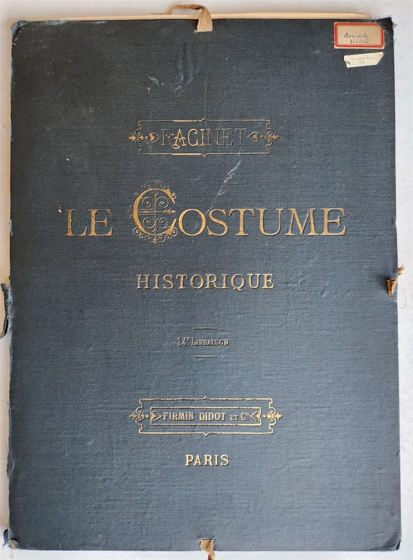 LE COSTUME by RACINET ILLUSTRATED AFRICA INDIA & TURKEY antique 24 PLATES: LE COSTUME by RACINET PLATES ILLUSTRATING the COSTUMES of AFRICA , INDIA & TURKEY Original cloth over cardboard folder (broken, missing spine, covers are detached) Contains 24 leaves (good condition,